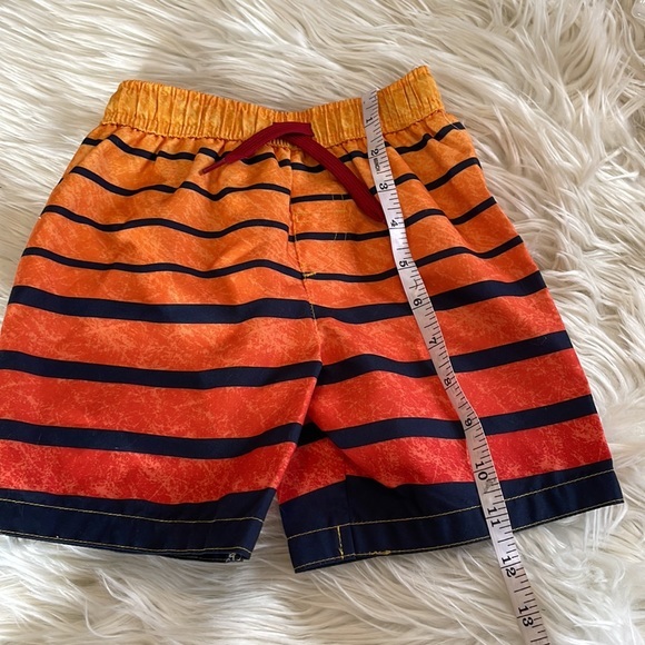 Kidgets orange yellow black striped boys swim trunks swimsuit board shorts SZ 2T - Picture 17 of 17